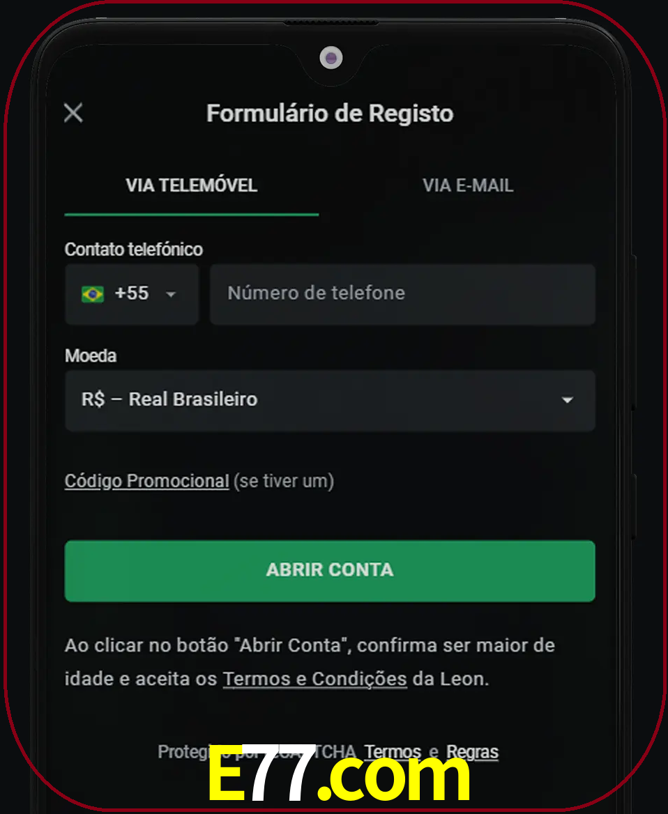 Abra o aplicativo e inicie o processo de registro.