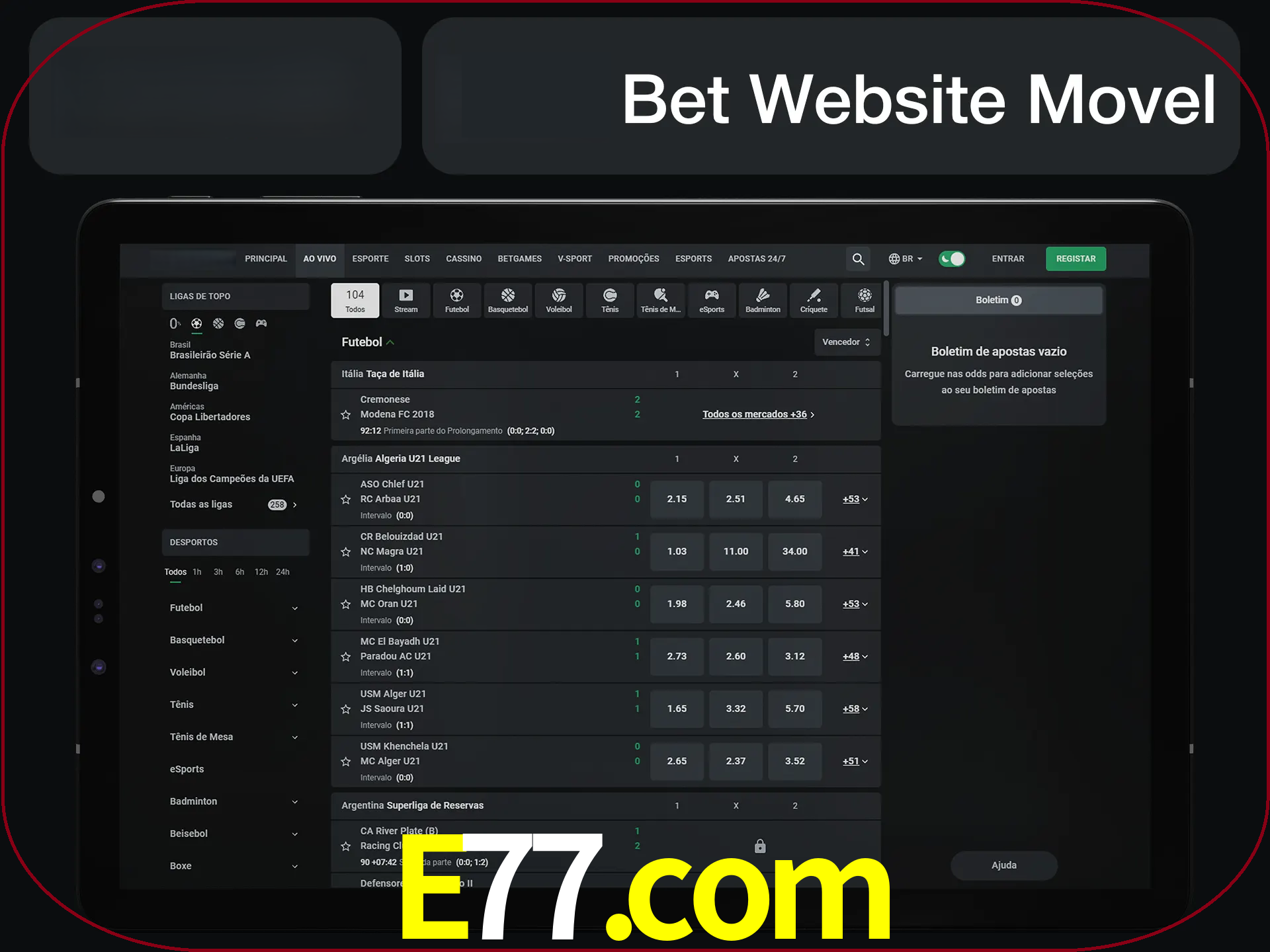 Use nosso website em qualquer dispositivo.