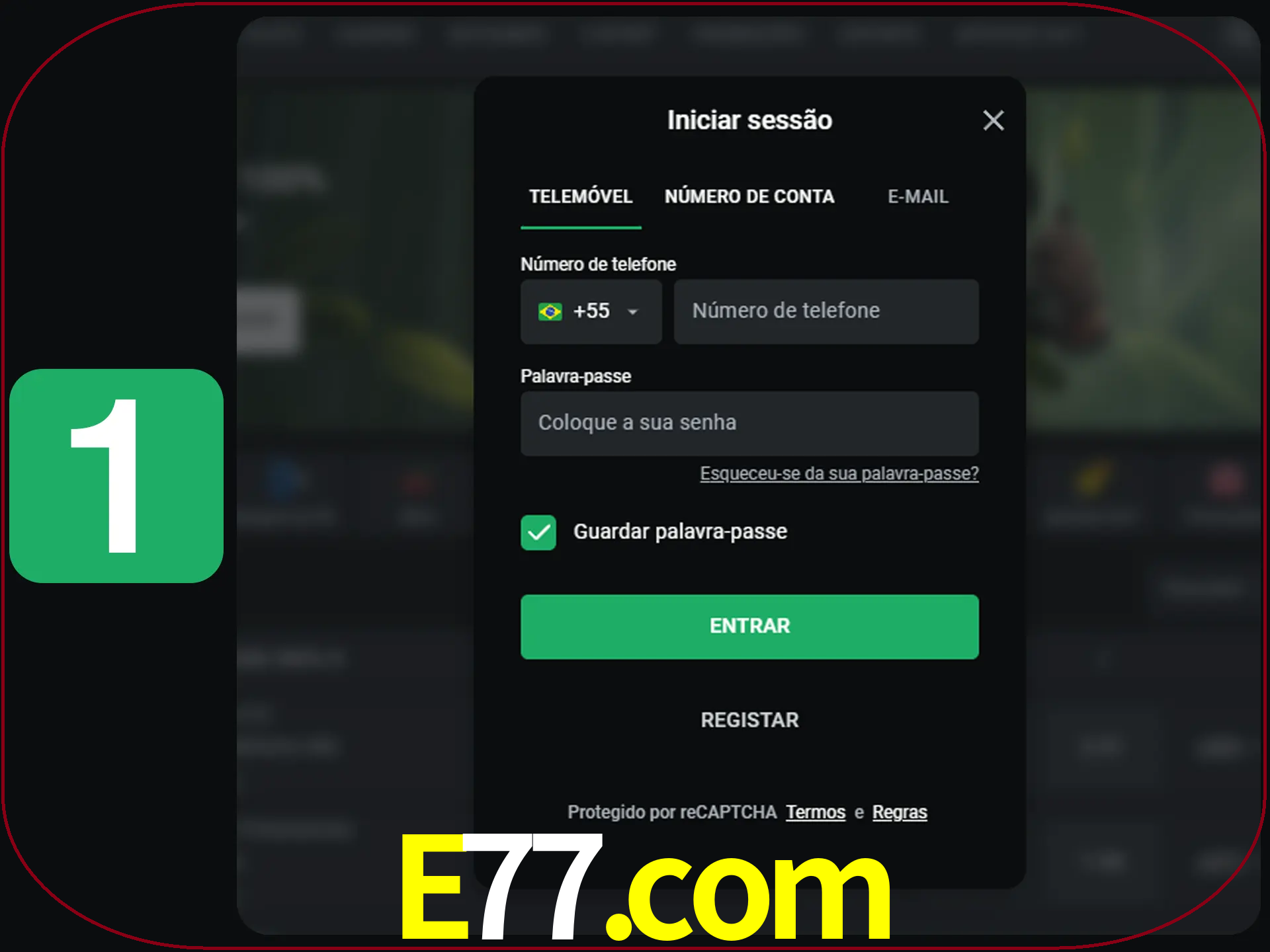 Clique no botão Entrar.